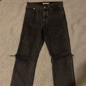 Levi's Wedgie Straight Faded Black Distressed